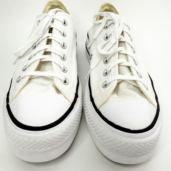 Converse Chuck Taylor All Star Platform White Canvas Low Top Sneakers W US 7.5 - Picture 3 of 9